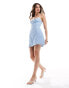 ASOS DESIGN exposed bra detail mini dress with bows in blue lace