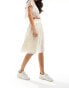 Daisy Street awkward length satin slip skirt with lace trim in ivory