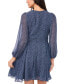 ფოტო #2 პროდუქტის Women's Printed Long-Sleeve V-Neck Mini Dress