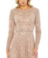 Фото #4 товара Women's Disc Embellished Sequin Gown with Feather Detail