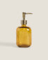 Mustard yellow glass bathroom soap dispenser