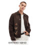 ASOS DESIGN embroidered harrington jacket in brown Коричневый, XS - Chest 36 - фото #1