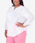 Plus Size Miami Beach Embroidered Floral Blouse