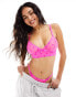 Фото #2 товара ASOS DESIGN Maxwell flock heart longline bralette in bright pink