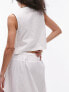 Topshop co-ord linen blend beach tie front top in white