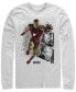 Marvel Men's Avengers Endgame Iron Man Jump Action Pose Panels, Long Sleeve T-shirt