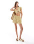 Фото #2 товара Noisy May linen mix tie front top co-ord in yellow stripe