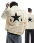 Фото #4 товара Reclaimed Vintage unisex fitted motor jacket in off white with logo badges and embroidery