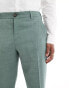 Selected Homme linen mix slim fit suit trousers in green Светло-зеленый мелированный, 46 - фото #2