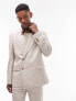 Фото #2 товара Topman double breasted wool mix wrap suit jacket in ecru