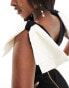 Фото #4 товара Vesper white bow sleeve v neck midi dress in black