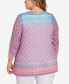 ფოტო #2 პროდუქტის Plus Size Embroidered Geometric Top