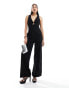 Pretty Lavish tie back wide leg jumpsuit in black 34 - фото #2