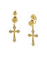 14K Gold Dipped Crystal Cross Clip Earrings