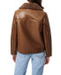Фото #3 товара Women's Faux Shearling Backed Leather Peacoat