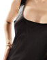 Фото #4 товара Miss Selfridge satin scoop neck bias maxi dress in black