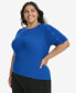 ფოტო #3 პროდუქტის Plus Size Short-Sleeve Ribbed-Knit Top