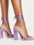 Фото #2 товара Public Desire Exclusive Amira block heel sandals in purple metallic