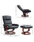Фото #3 товара Recliner Chair with Ottoman, Electric Faux Leather Recliner with 10 Vibration Points and 5 Massage Mode, Reclining Chair with Swivel Wood Base, Remote Control and Side Pocket, Black