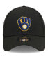 Фото #3 товара Men's Black Milwaukee Brewers Logo 39THIRTY Flex Hat