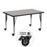 Фото #1 товара Mobile 30''W X 48''L Rectangular Grey Hp Laminate Activity Table - Height Adjustable Short Legs