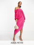 Фото #1 товара Вечернее платье ASOS DESIGN Petite в розовом цвете с легким плиссированным наложением и открытым спиной