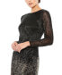 Women's Long Sleeve Beaded Fringe Column Gown