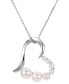 ფოტო #1 პროდუქტის Cultured Freshwater Pearl (2-1/2 - 6mm) Open Heart 18" Pendant Necklace in Sterling Silver