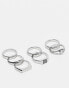 ASOS DESIGN 7 pack band ring set in silver tone