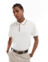 ASOS DESIGN polo with tipping detailing in cream