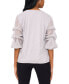 ფოტო #4 პროდუქტის Women's Metallic Mesh Lantern-Sleeve V-Neck Top