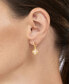 ფოტო #2 პროდუქტის 14K Gold Plated Floral Dangle Hoops Pink Imitation Mother of Pearl Earrings