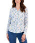 ფოტო #1 პროდუქტის Women's Printed Henley Knit Shirt, Created for Macy's