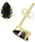 ფოტო #1 პროდუქტის Onyx Pear Solitaire Six Prong Stud Earrings in 14k Gold