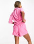 The Frolic bromine geo block towelling beach short co-ord in pink