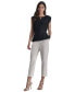 ფოტო #5 პროდუქტის Women's Crewneck Pleated Cap Sleeve Blouse