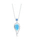 Фото #1 товара Sterling Silver Larimar Angel Wing & Aqua CZ Necklace