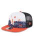 Фото #1 товара Men's White/Orange Houston Astros Team Foam Front A-Frame Trucker 9FIFTY Snapback Hat