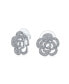 ფოტო #1 პროდუქტის Pave CZ Accent Open Floral Love Rose Flower Stud Earrings For Women Wedding Party Bridesmaids Brides Rhodium Plated Brass 15MM