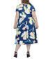 ფოტო #2 პროდუქტის Plus Size Short Sleeve Flare Midi Pocket Dress
