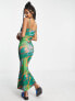 Фото #3 товара COLLUSION butterfly print cami maxi dress in green