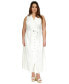 Фото #1 товара Plus Size Linen-Blend Belted Sleeveless Maxi Dress