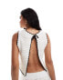 ASOS DESIGN knitted tank top with split back and tipping co-ord in cream Бежевый, L - EU 44-46 - фото #2