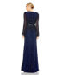 Фото #2 товара Women's Sequined Wrap Over Long Sleeve Gown