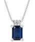 ფოტო #1 პროდუქტის Sapphire (1-1/6 ct. t.w.) and Diamond Accent Pendant Necklace in 14k White Gold