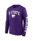Фото #3 товара Men's Purple Kansas State Wildcats Distressed Arch Over Logo Long Sleeve T-shirt