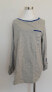 Jons New York Women Boat Neck Long Tab Sleeve Knit Top Blue Trim Gray Heather XL