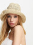 Фото #1 товара ASOS DESIGN straw crochet bucket hat in neutral