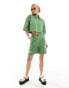 Native Youth embroidered pocket detail short co-ord in green