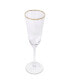 Square Shaped Rim Hammered Flute Glasses, Set of 6